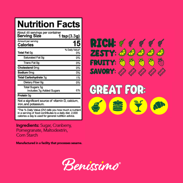 Benissimo / Hongar Farms / Lesley Elizabeth - Cranberry Pomegranate Sugar (250mL PET)