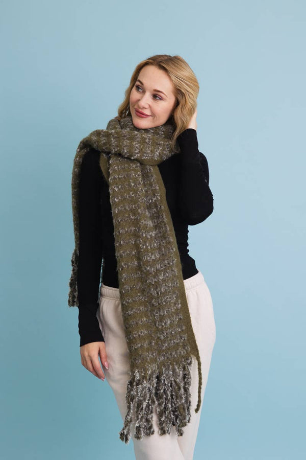 Black Ultra Soft Tassel Scarf