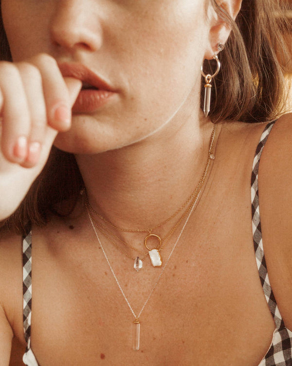 Luna Norte - Earth, Wind and Fire Genuine Stone Necklace Gold- Pearl