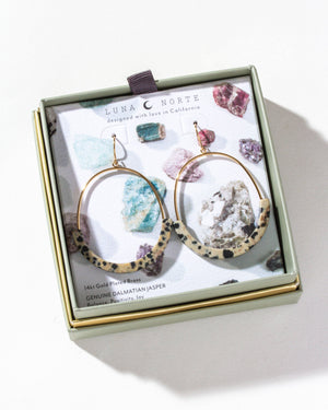 Dalmatian Jasper Stone Arc Earrings