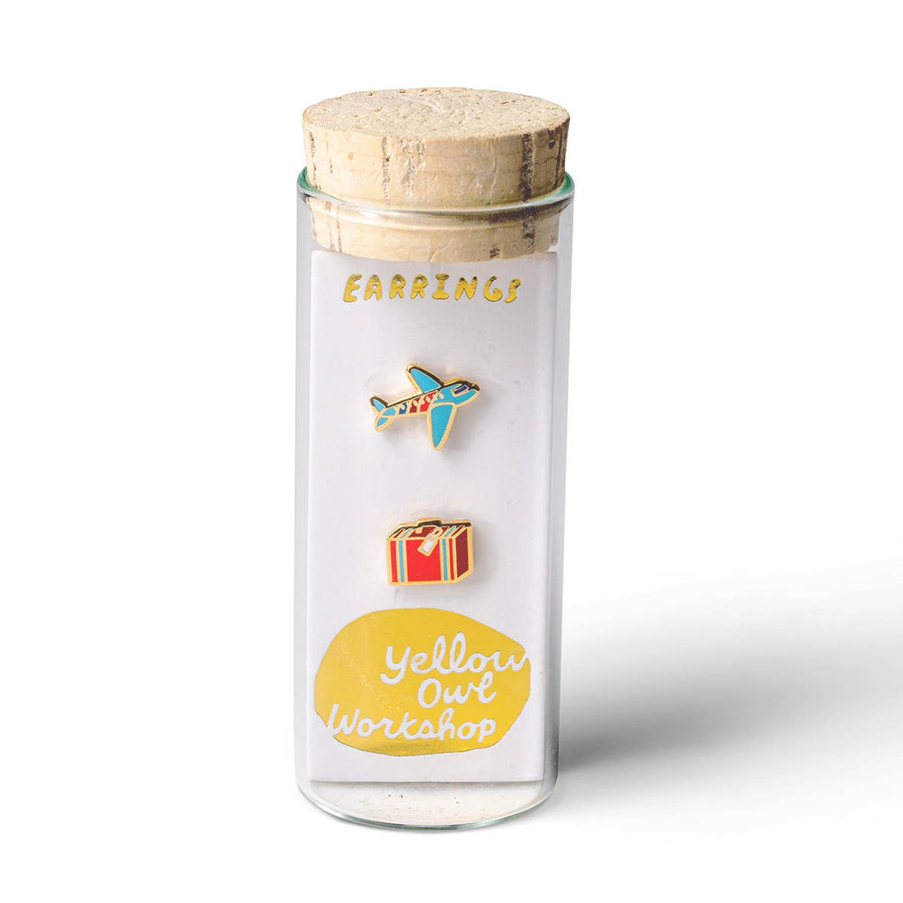 Yellow Owl Workshop - Airplane & Suitcase Earrings | Travel Mismatched Gold Studs