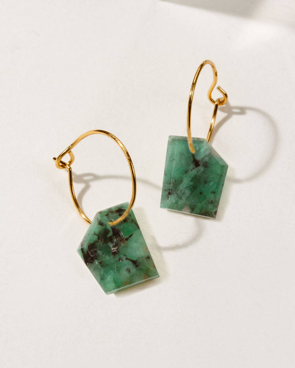 Emerald Geometry Mini Hoop Earrings