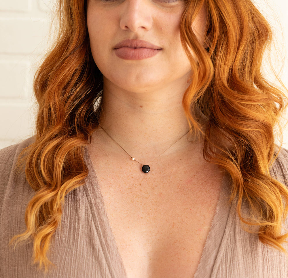 You Are Strong Pearl & Black Onyx Necklace