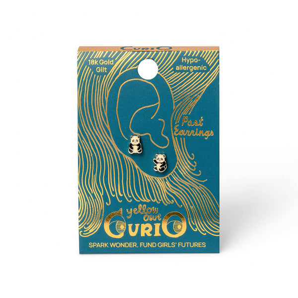 Yellow Owl Workshop - CURIO Panda Earrings | Zoo Gift | Mismatched Gold Studs