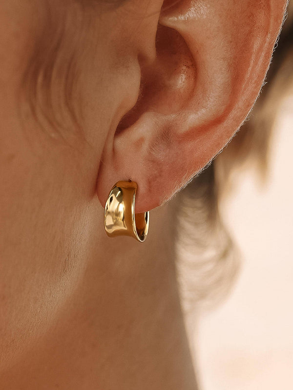 Yvaine Silver Non-Tarnish Wide Dome Hoop Earrings
