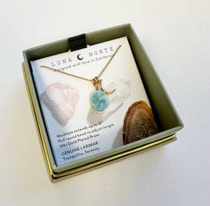 July Birthstone Celestial Necklace - Larimar