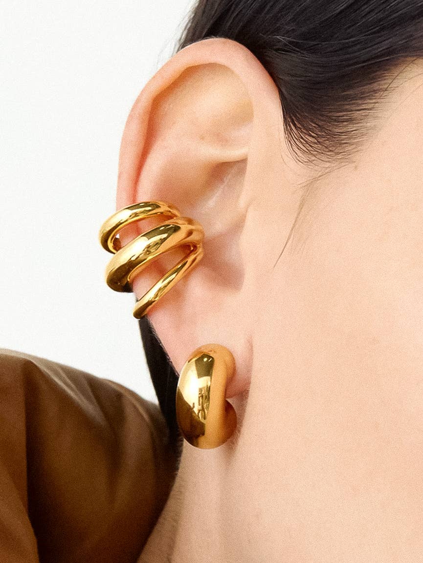 Ames Non-Tarnish Trilayer C Hoop Ear Cuff
