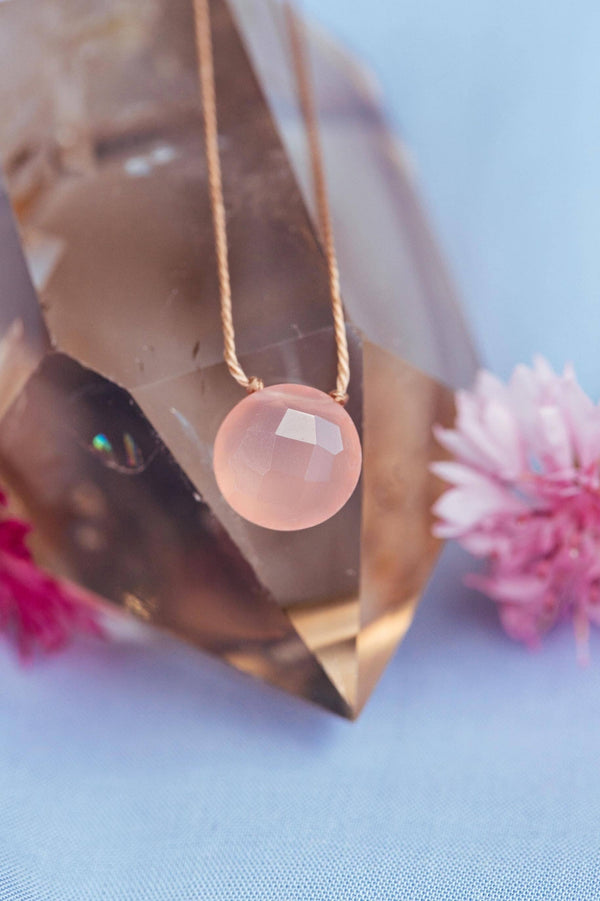 SoulKu - Pink Chalcedony Beam Necklace for I Believe in You