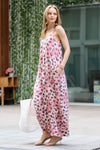 42POPS - ,,,,,...42POPS Maxi Dress w/ adjustable strap & pockets: M / DEEPCORAL-75938