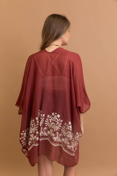 Boho Chic Floral Embroidered Kimono | Stitch Detail 🌼