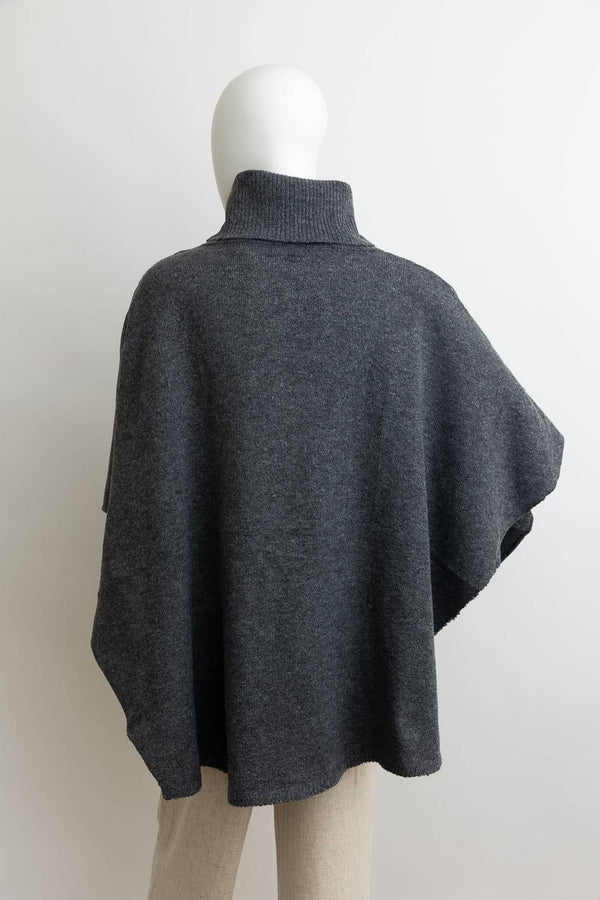 Grey Eco Friendly Turtleneck Poncho