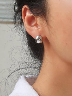 Helene Silver Non-Tarnish Small Dome Earrings