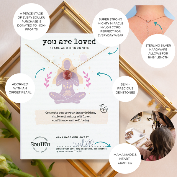 You Are Loved Pearl & Rhodonite Necklace