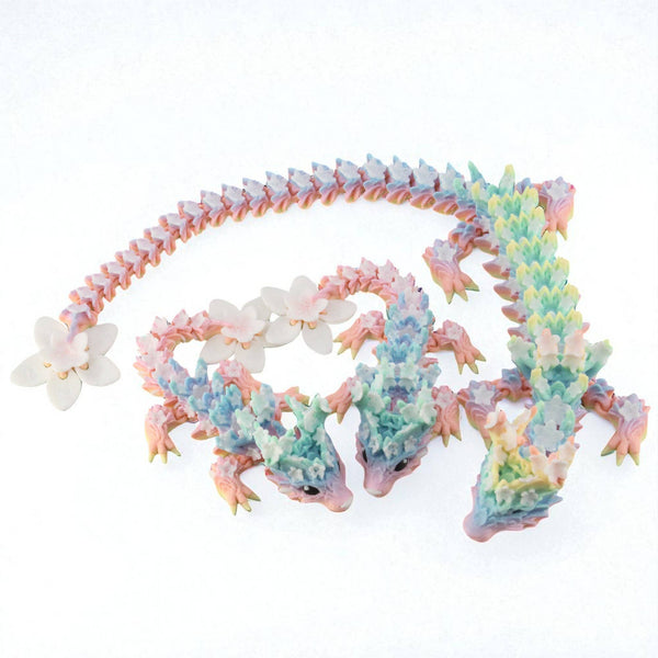 3D Printed Rainbow Blossom Dragon, 3D Printed Baby Dragon