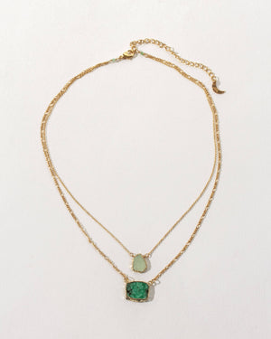 Power of Two Necklace Set - Druzy Quartz & Emerald