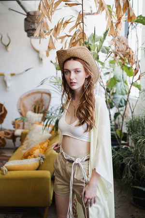 Leto Accessories - 🌻 Summer Style Staple: Colorful Frayed Trim Kimono