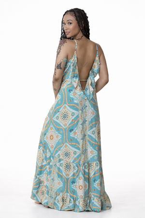 Summer Bohemian Ruffle V-back Dress