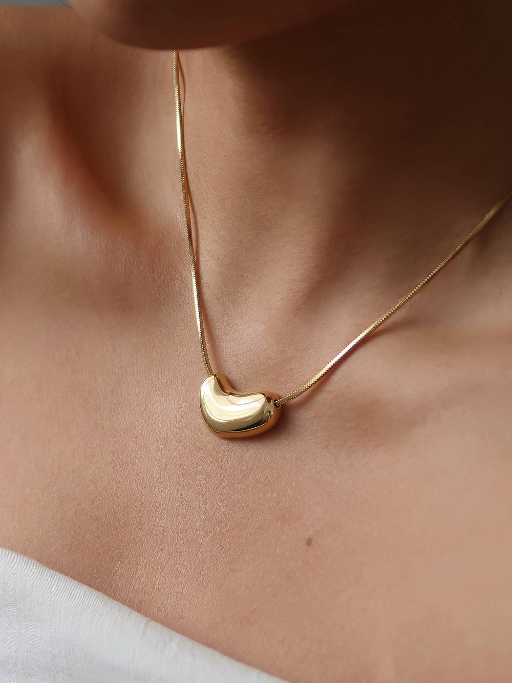 Louis Gold Non-Tarnish Puffy Heart Necklace