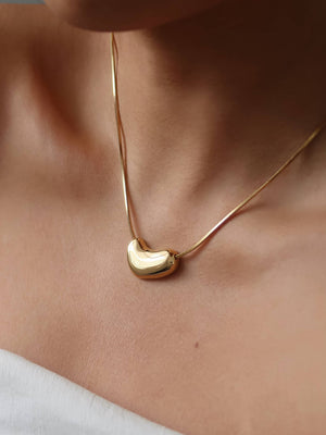 Louis Gold Non-Tarnish Puffy Heart Necklace