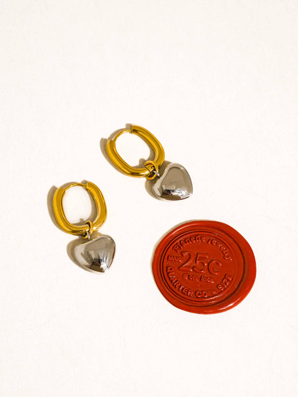 Noor Gold Non-Tarnish Two Tone Heart Earring