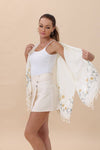 Floral Embroidered Tassel Hem Kimono Cardigan