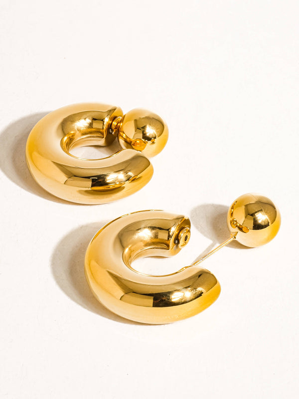 Fernanda Non-Tarnish Ball C Hoop Earring
