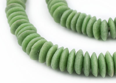 The Bead Chest - 14mm Pistachio Green Ashanti Glass Saucer Beads