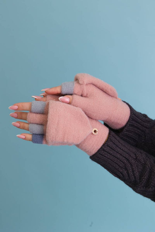 Leto Accessories - Rainbow Tip Convertible Gloves - Cute Winter Accessory: Cream/Beige