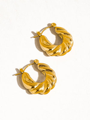 Kimberly Gold Non-Tarnish Braided Hoop Earring