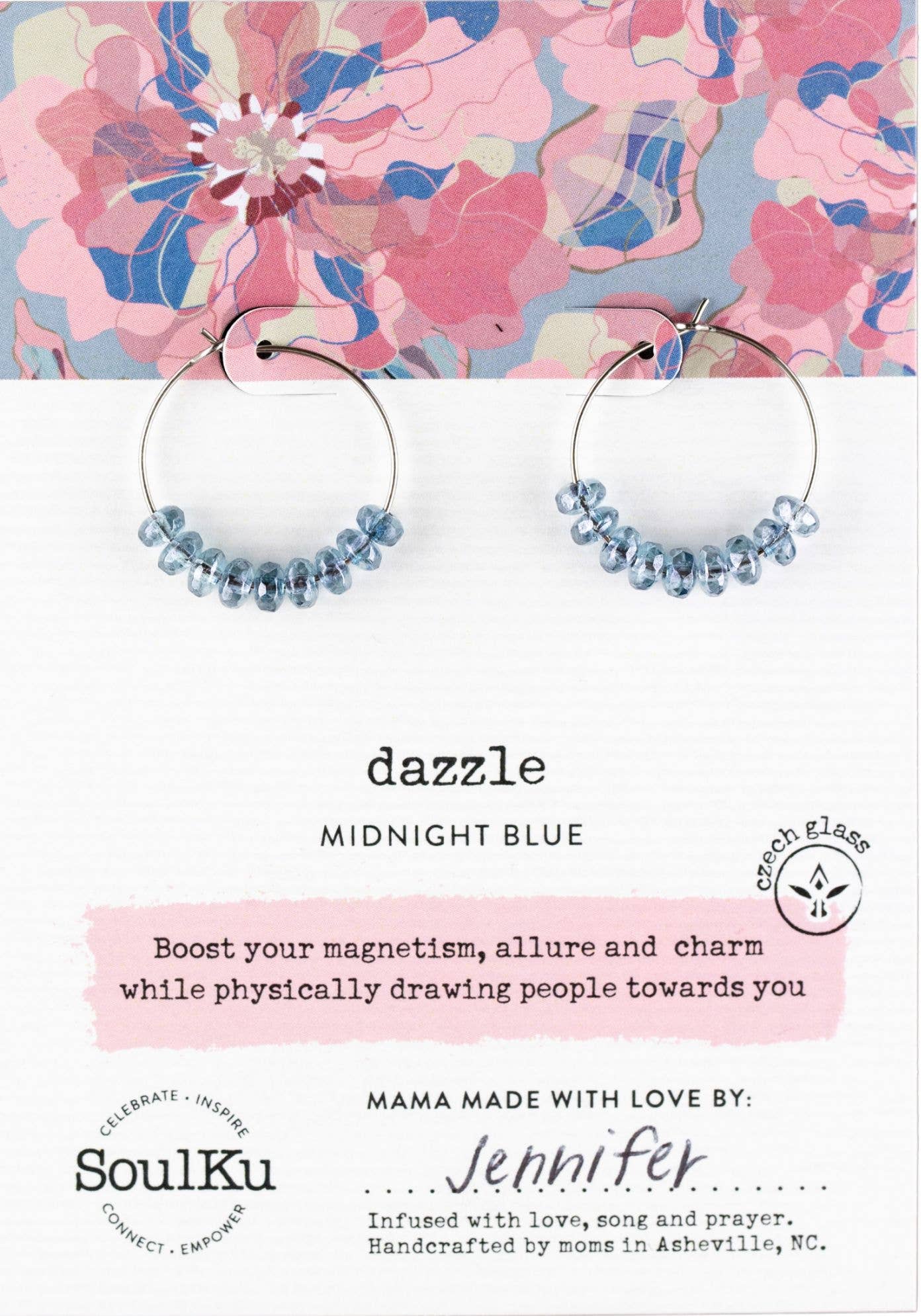 Dazzle Czech Glass Stainless Steel Hoops