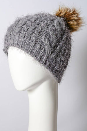 Cable Knit Pom Pom Beanie