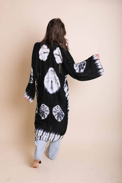 Boho Vibes Tie-Dye Longline Wrap Kimono