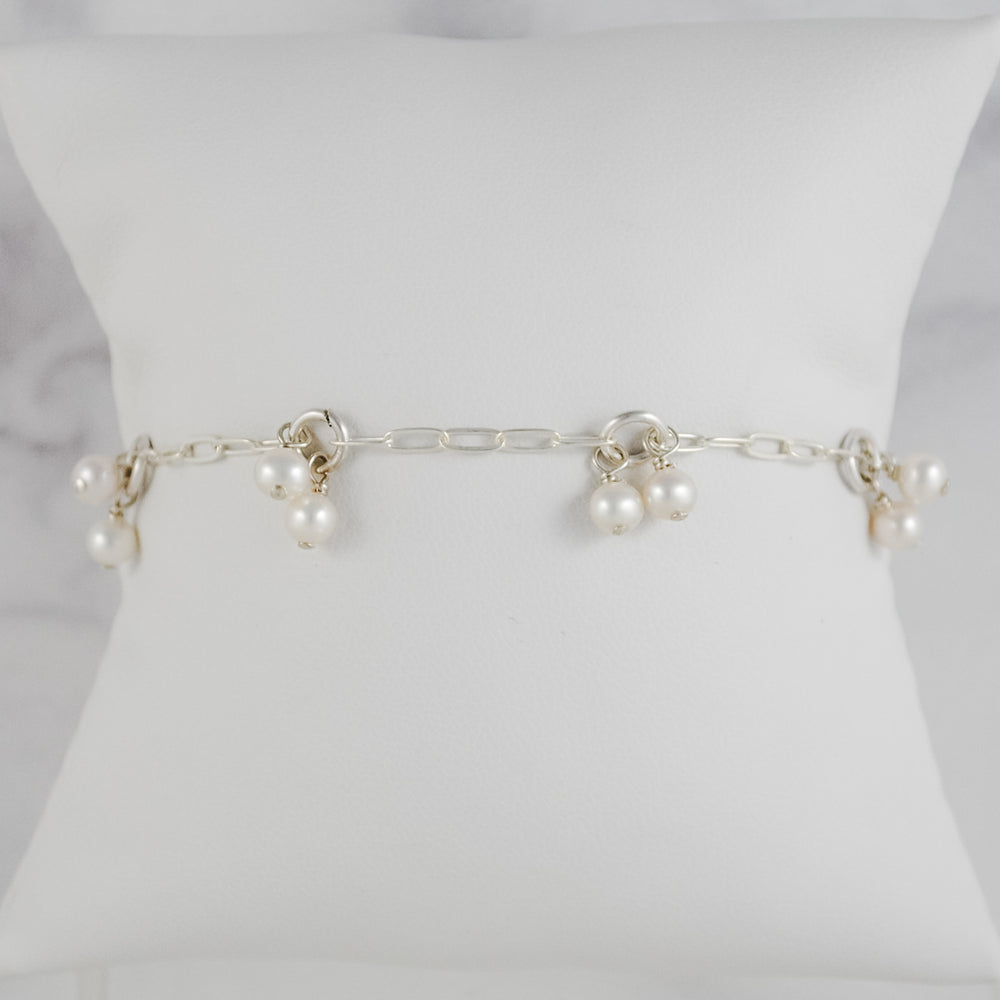 Pearl Charm Bracelet - sterling silver