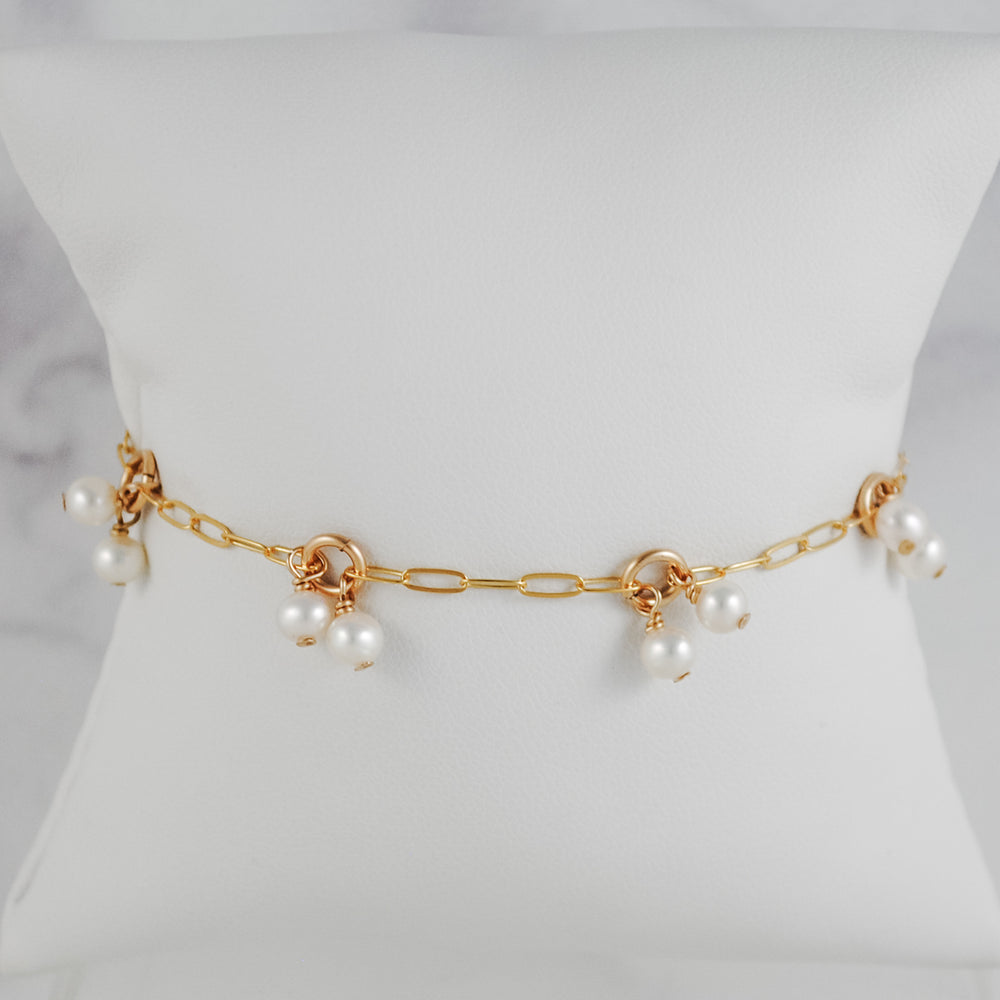 Pearl Charm Bracelet - gold-filled