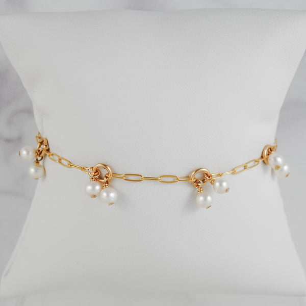 Pearl Charm Bracelet - gold-filled