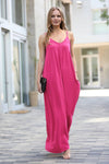 42POPS - ,.. V-NECK CAMI MAXI DRESS /w adjustable strap: M / LTGREEN