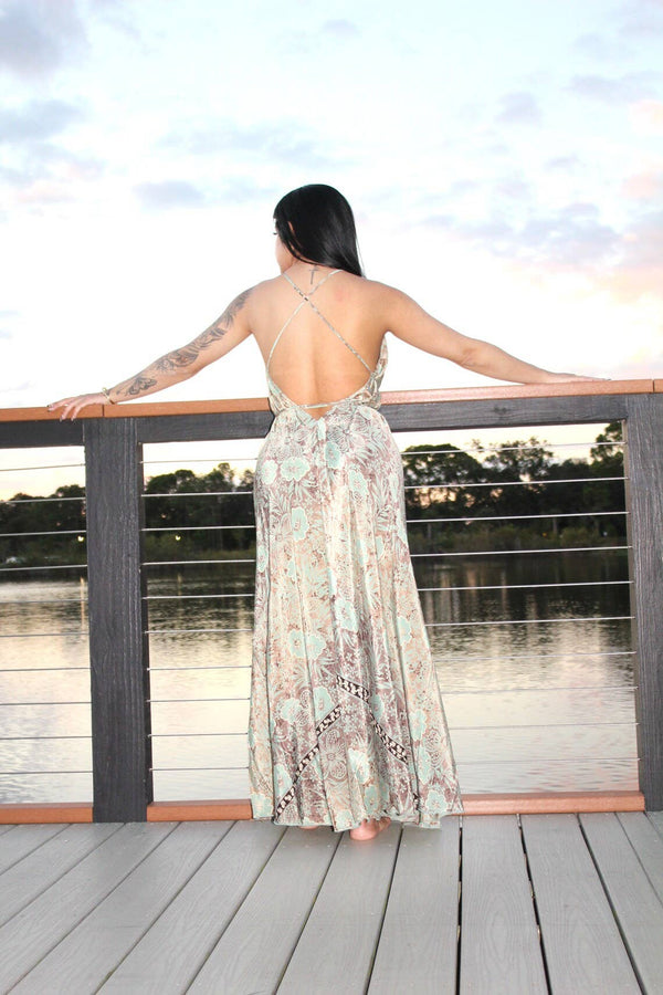 Boho Halter Maxi Dress with long tassel wrap
