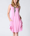 42POPS - SI-1530 Side pocket sleeveless dress: Pink-4957 / S