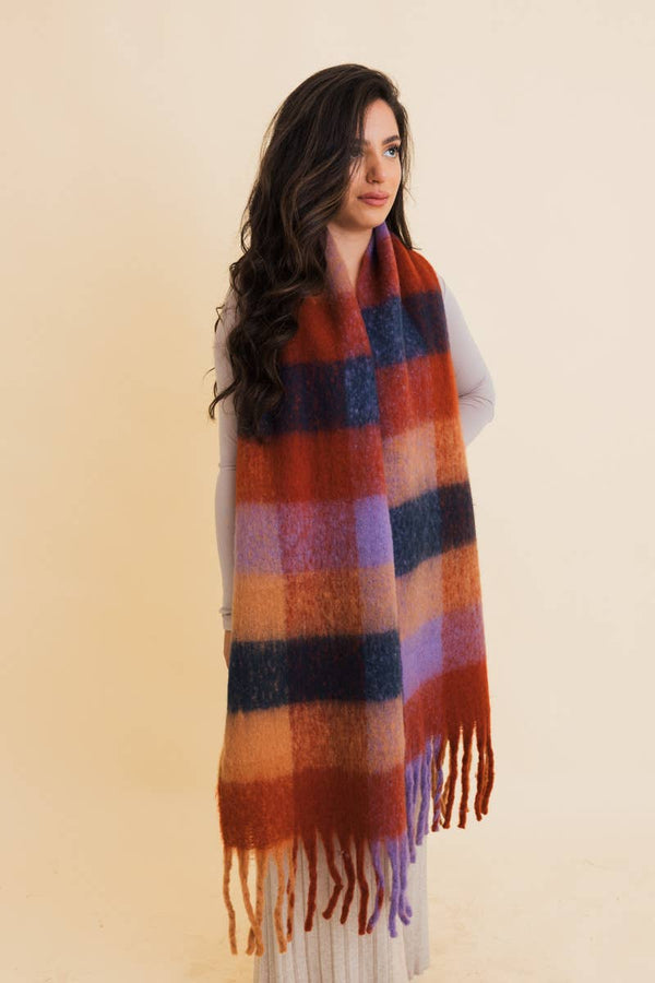 Green Oversized Fringe Scarf