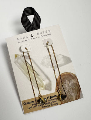 Rock Haven Threader Earrings - Herkimer Quartz