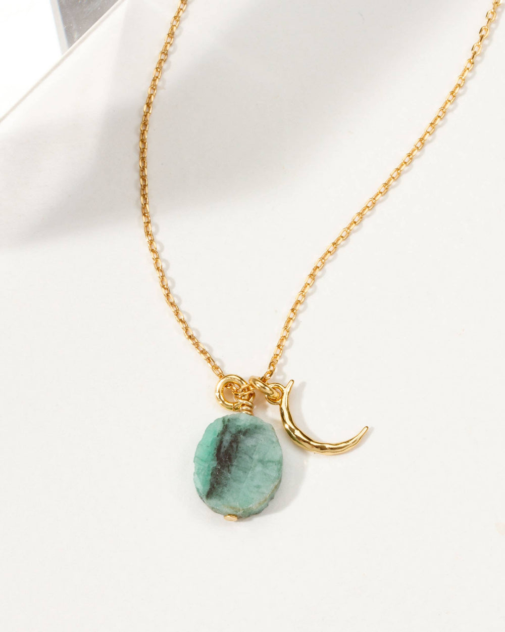 May Birthstone Celestial Necklace - Emerald