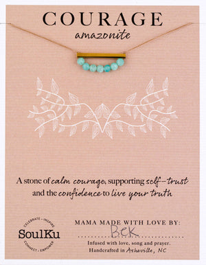 SoulKu - Amazonite Gold Bar Necklace for COURAGE