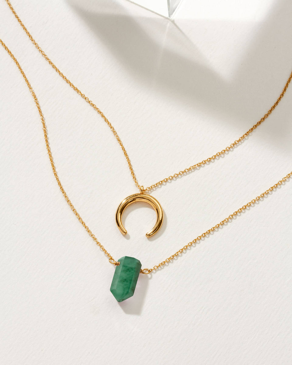 Emerald + Golden Moon Necklace Set