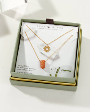 Sun Salutation Necklace Set - Sunstone