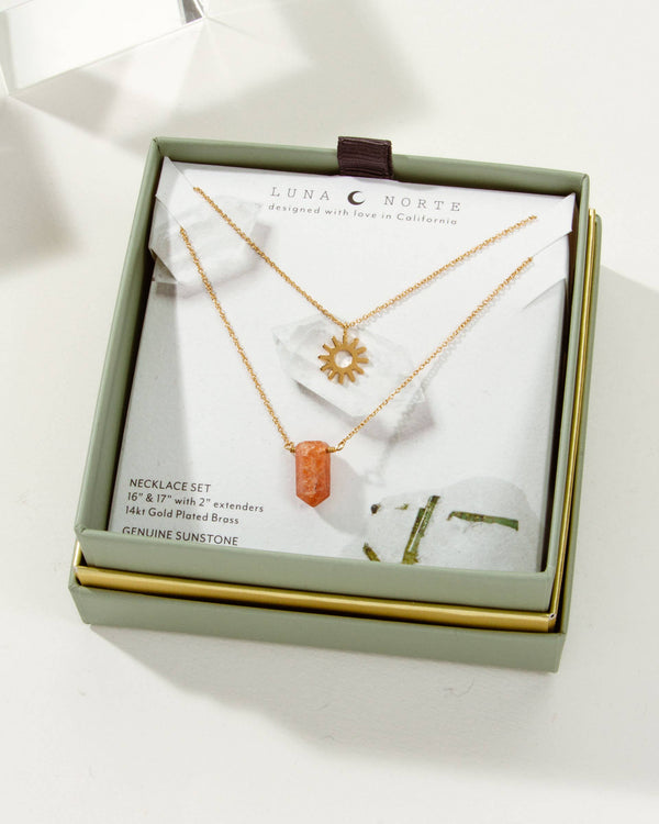Sun Salutation Necklace Set - Sunstone