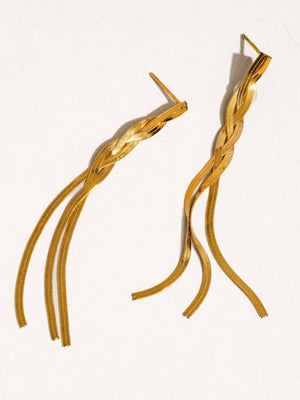Zed 18K Gold Non-Tarnish Braided Tassel Earring