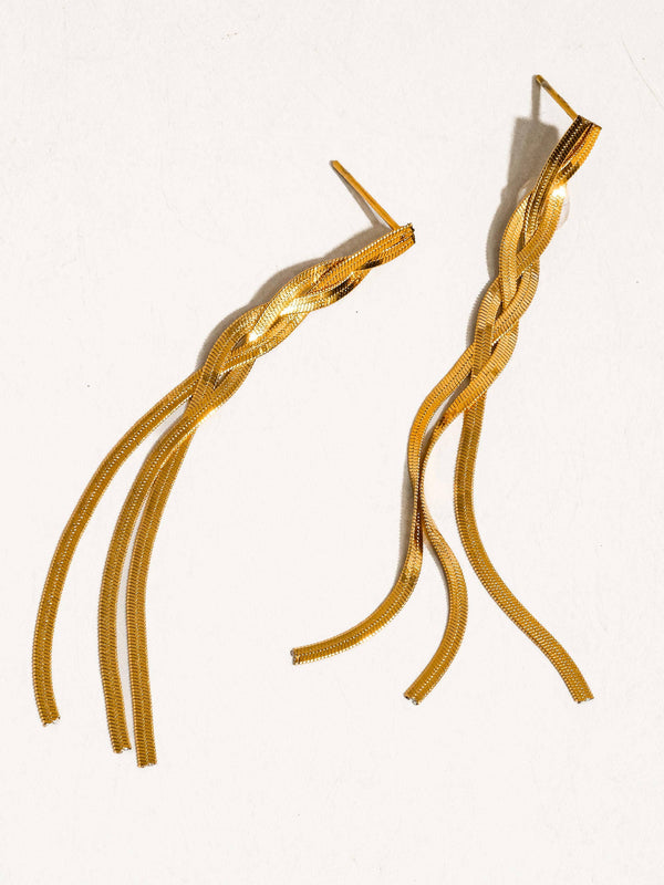 Zed 18K Gold Non-Tarnish Braided Tassel Earring