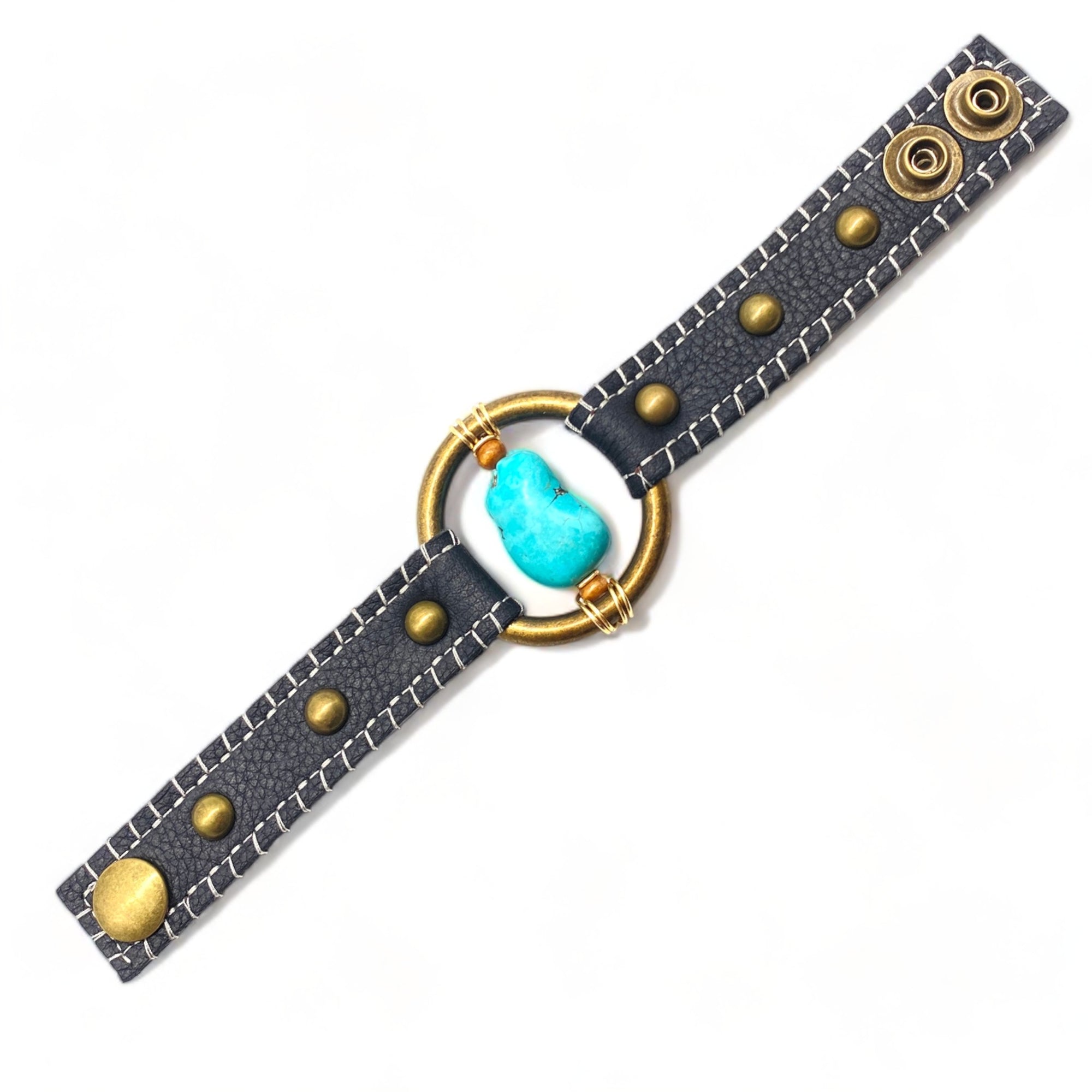 Natural Stone-Leather Bracelet