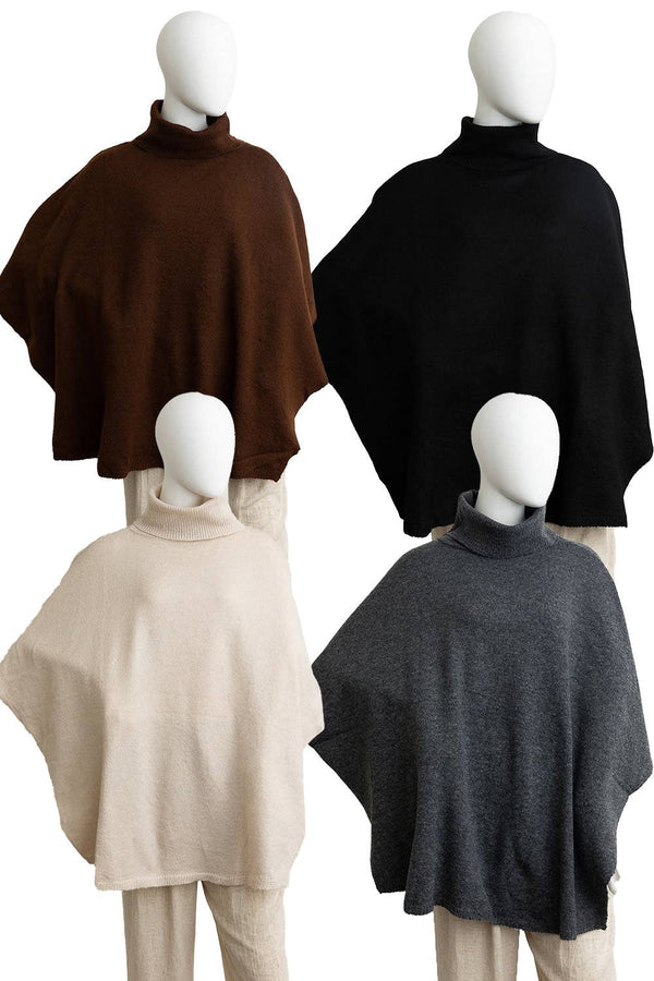 Grey Eco Friendly Turtleneck Poncho