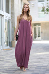 42POPS - ,.. V-NECK CAMI MAXI DRESS /w adjustable strap: M / LTGREEN